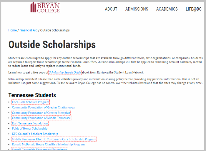 bryan college scholarship link
