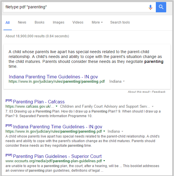 filetype parenting search results