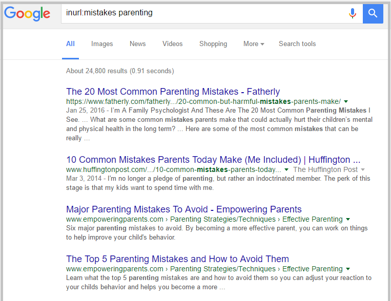 google parenting search results
