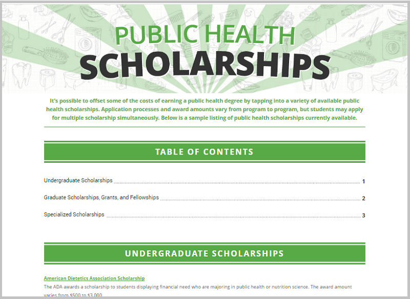 health scholarship example