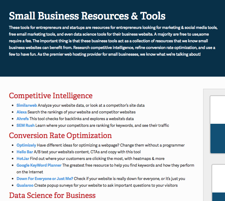 small business resources page