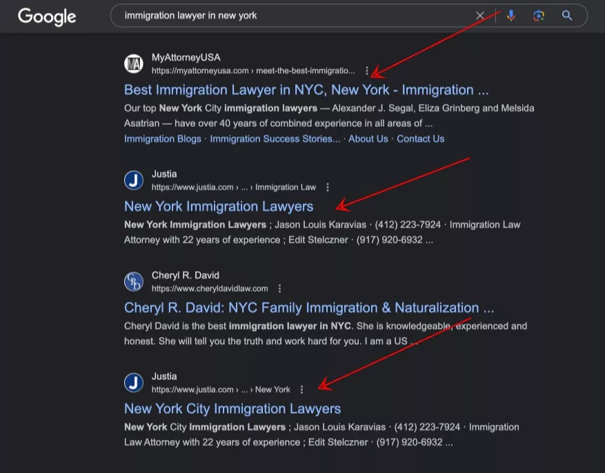 legal directory sites ranking for immigration lawyer in new york