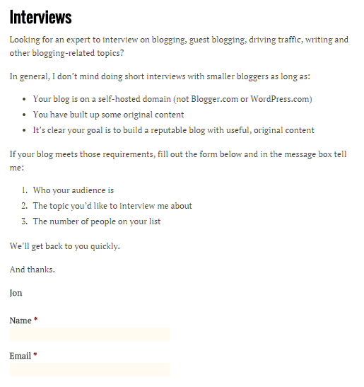interview page