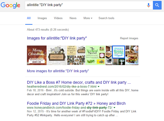 allintitle diy link party