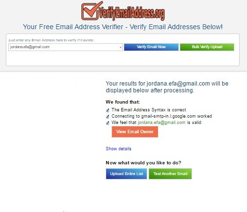 Email verification tool