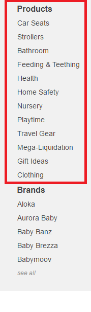 baby store categories
