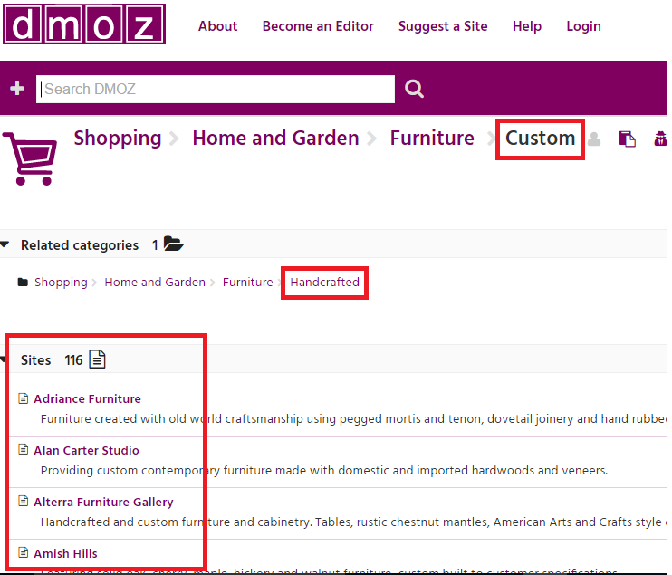 dmoz horizontal verticals