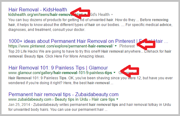search results hair removal