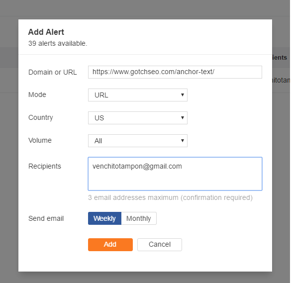 add alert ahrefs anchor text