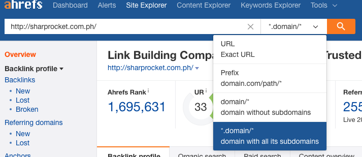 ahrefs domain