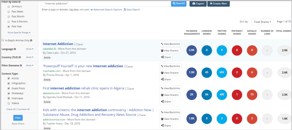 buzzsumo search results