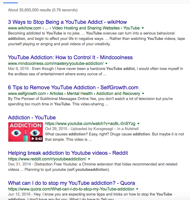 youtube addiction keyword ranking