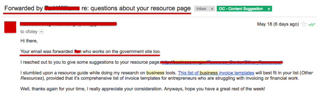 forward email government backlink