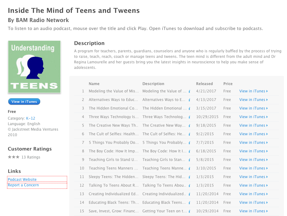 itunes podcast teen