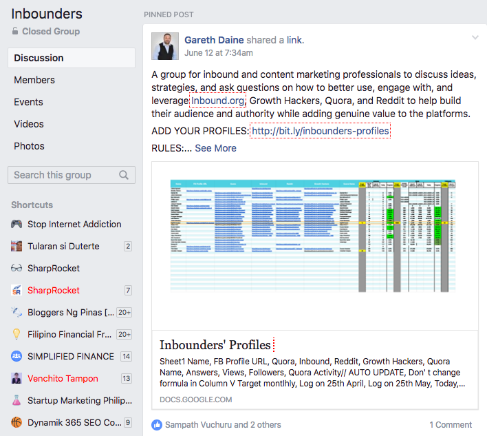 inbounders facebook group