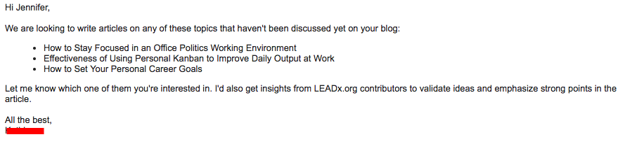 influencer outreach email