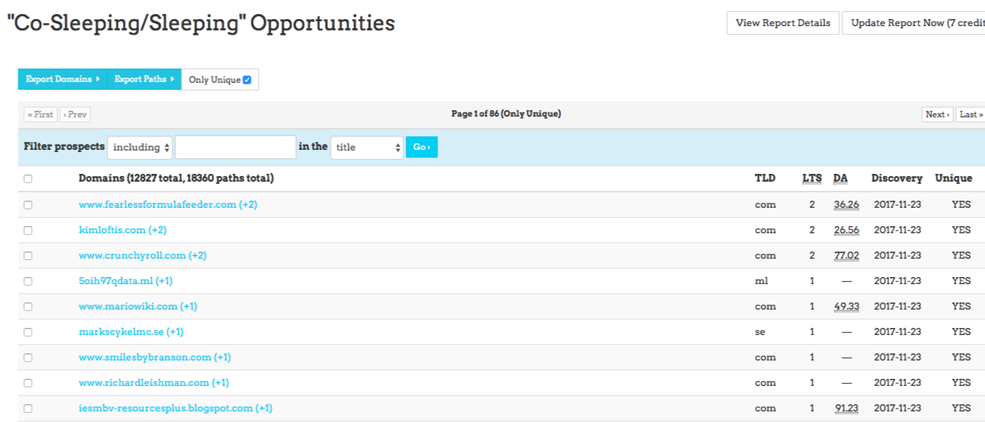 link report link prospector