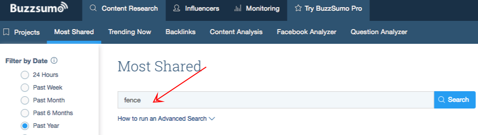 buzzsumo search filter