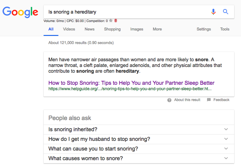 Is snoring a hereditary google search