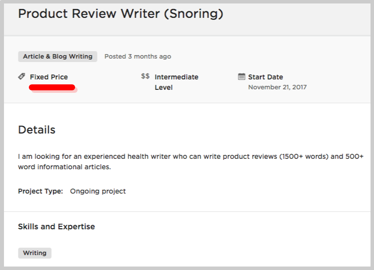 upwork job post blb content writer