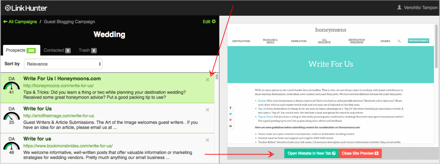 linkhunter domain filtering capacity