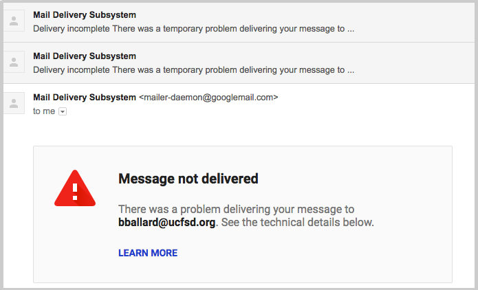 mail delivery failed message