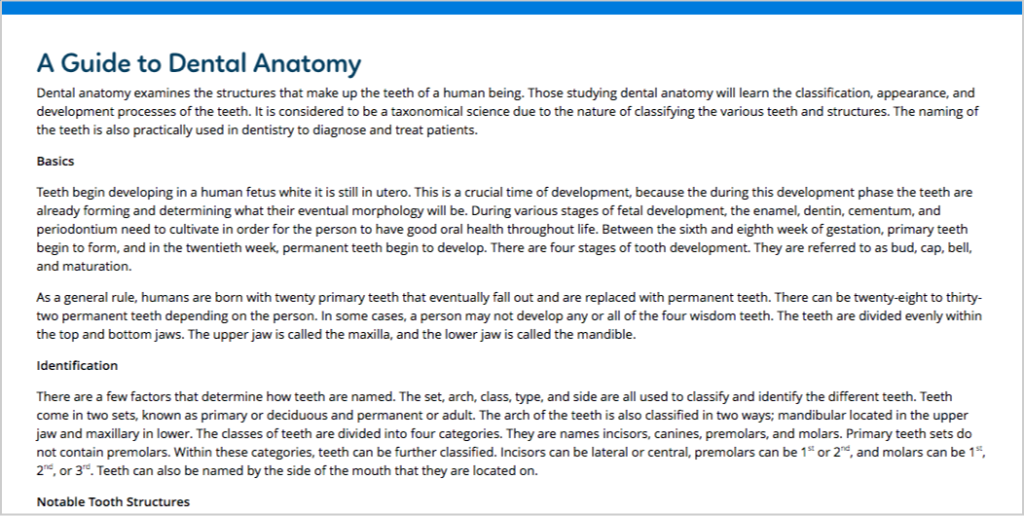 dental anatomy guide