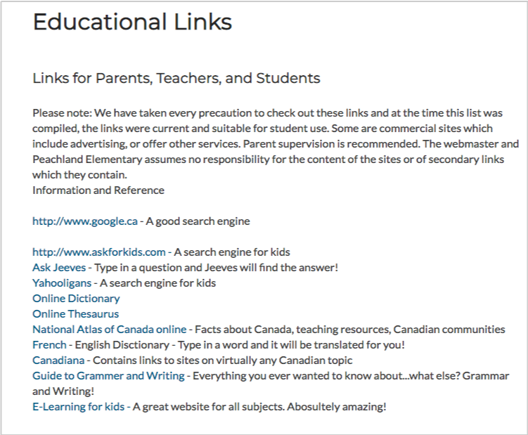 educational links page 1