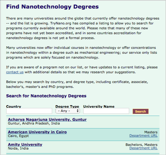 nanotechnology online degree program