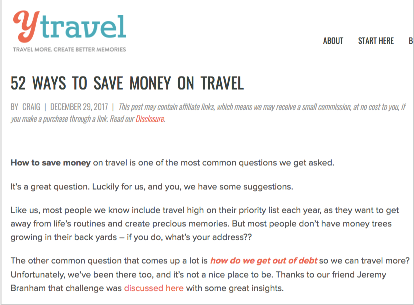 saving money on travel page