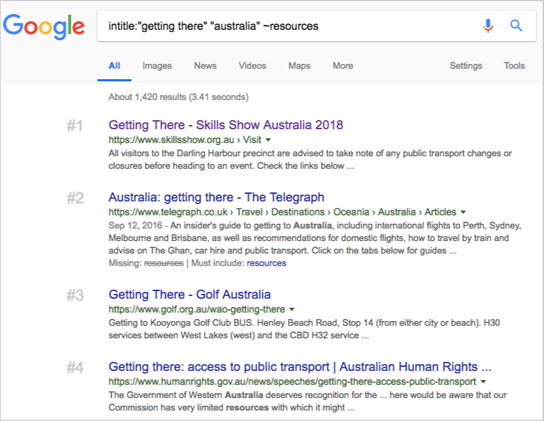 getthing there keyword search results