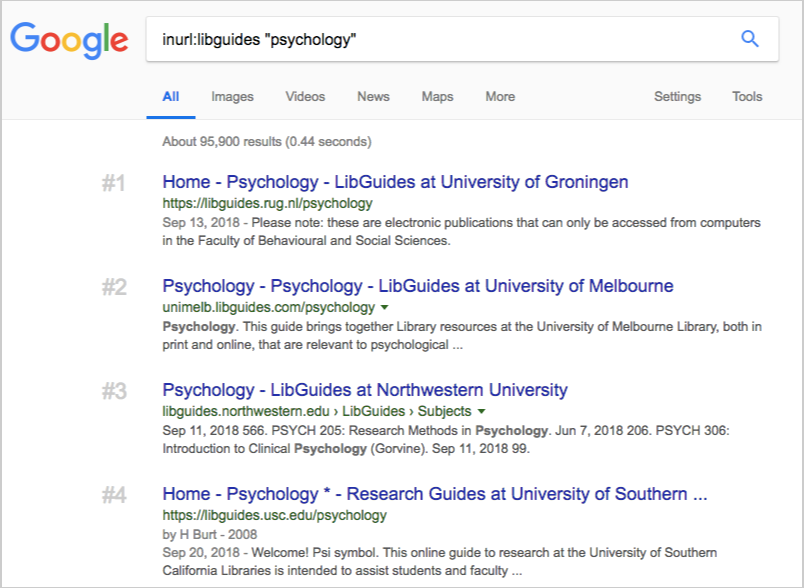 libguides keyword search results