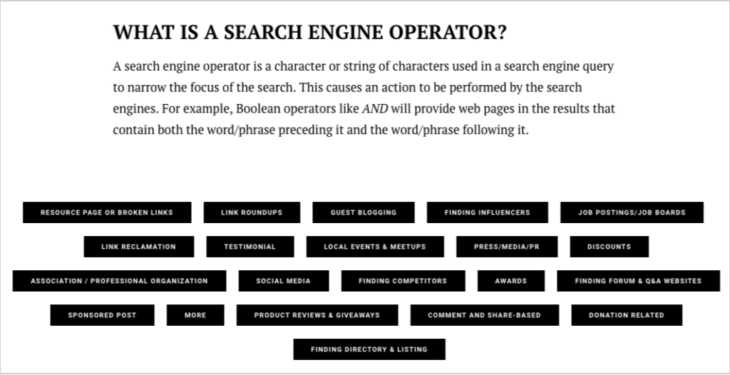 search engine queries cheatsheet