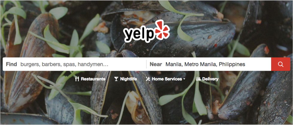 yelp homepage