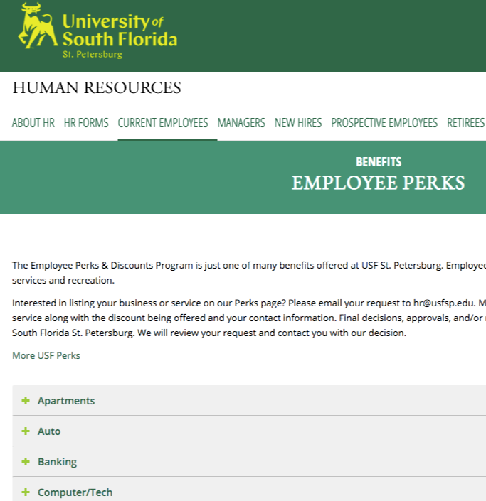 employee discount page edu website