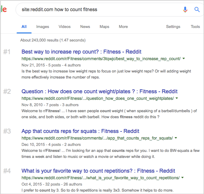 google search reddit how to count fitness