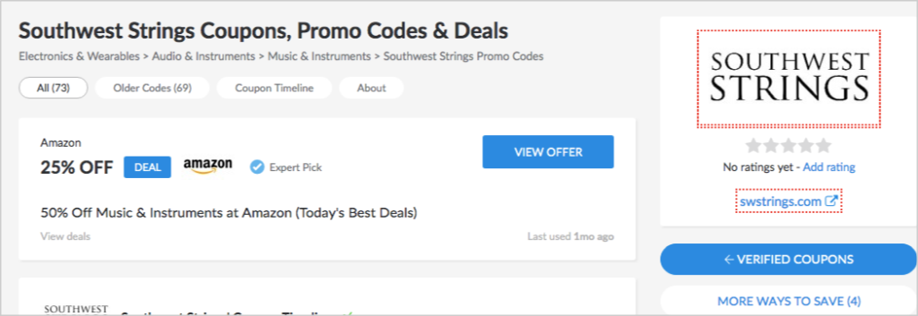 coupon site for music ecommerce store
