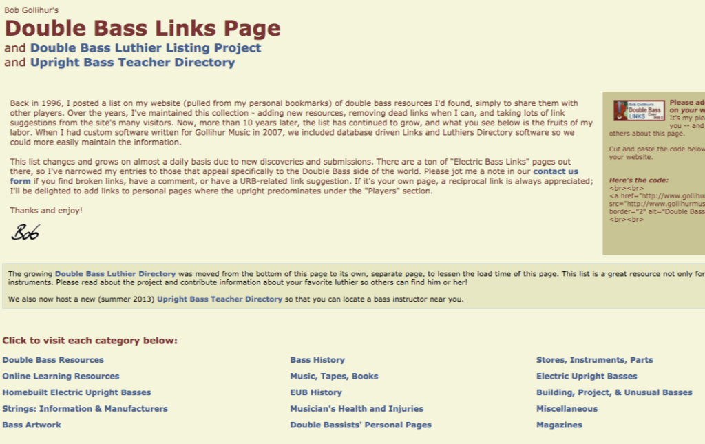 double bass links page