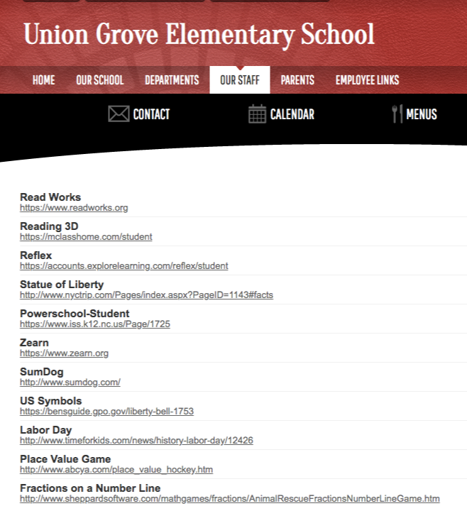elementary school links page