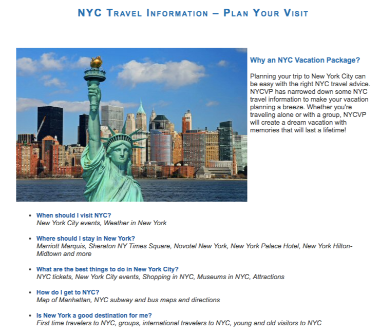 plan your visit nyc content