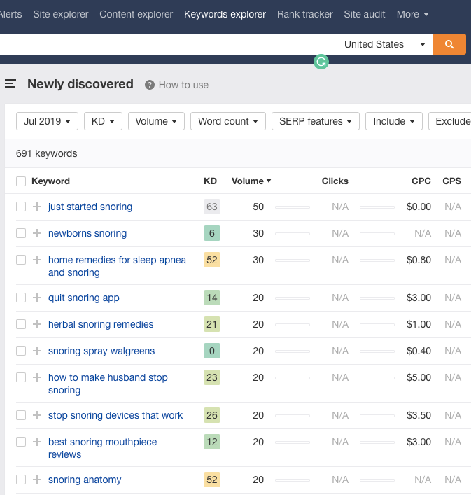 ahrefs keyword explorer newly discovered