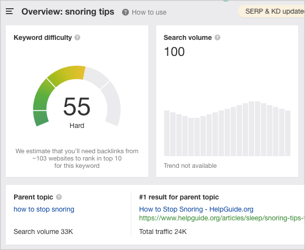 ahrefs keyword explorer snoring tips