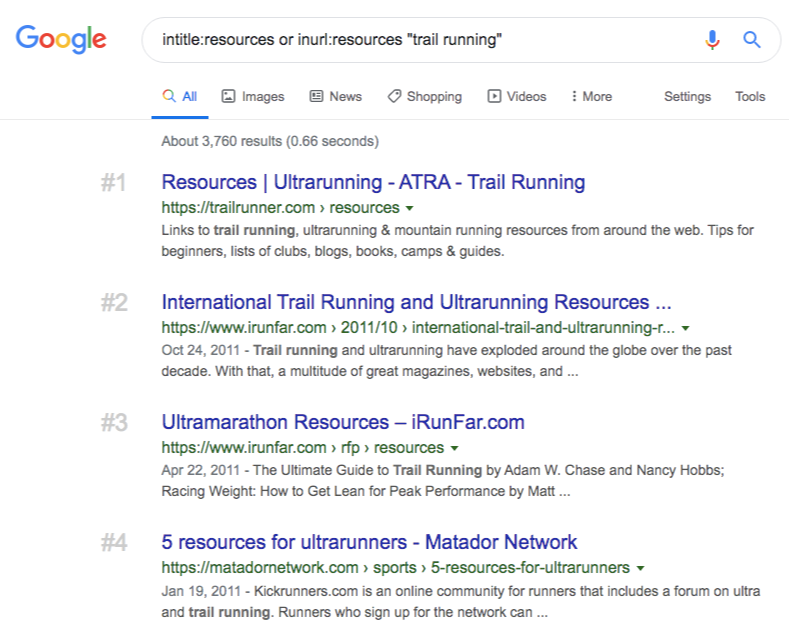 google search trail running resources