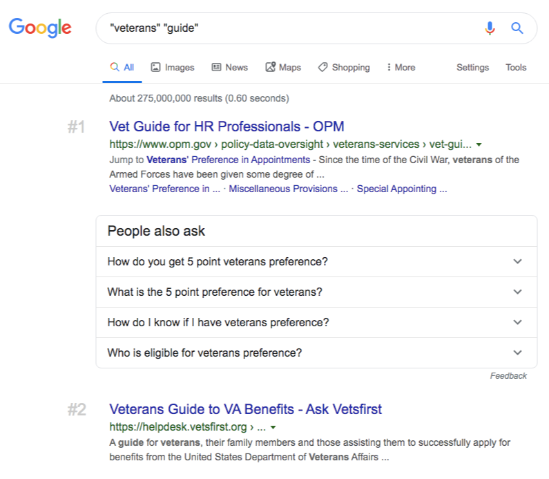 google veterans guide