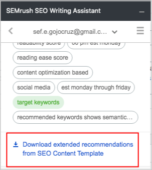 semrush swa download seo content template