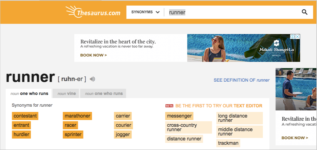 thesaurus runner