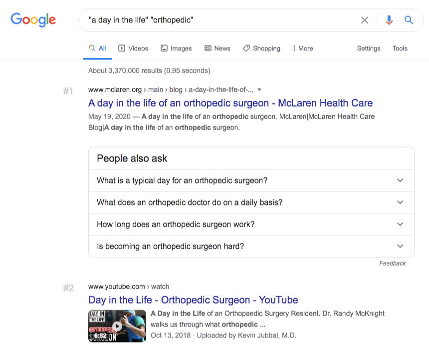 a day in the life orthopedic google results