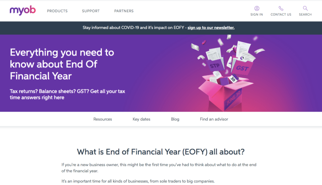 myob-end of financial year report