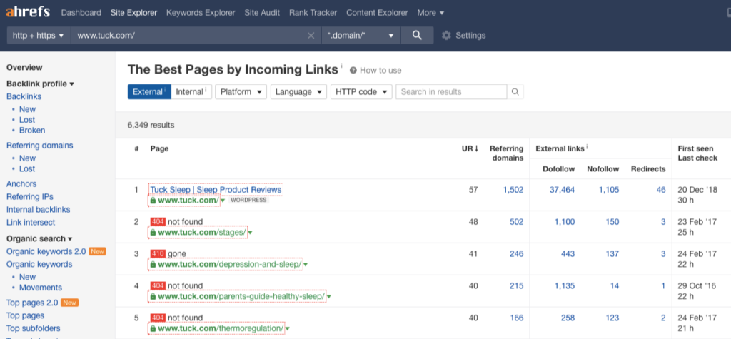 ahrefs best by links tuck