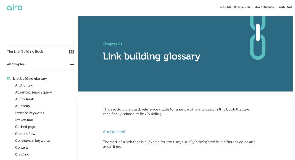 link building glossary